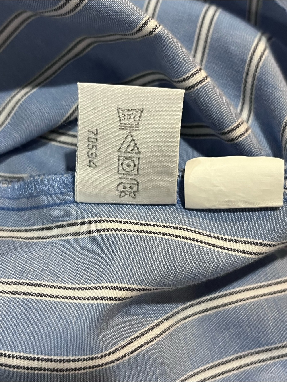 Foxcroft 4P Petite Blue Stripe Wrinkle Free Cotton Button Down Shirt - Picture 9 of 9